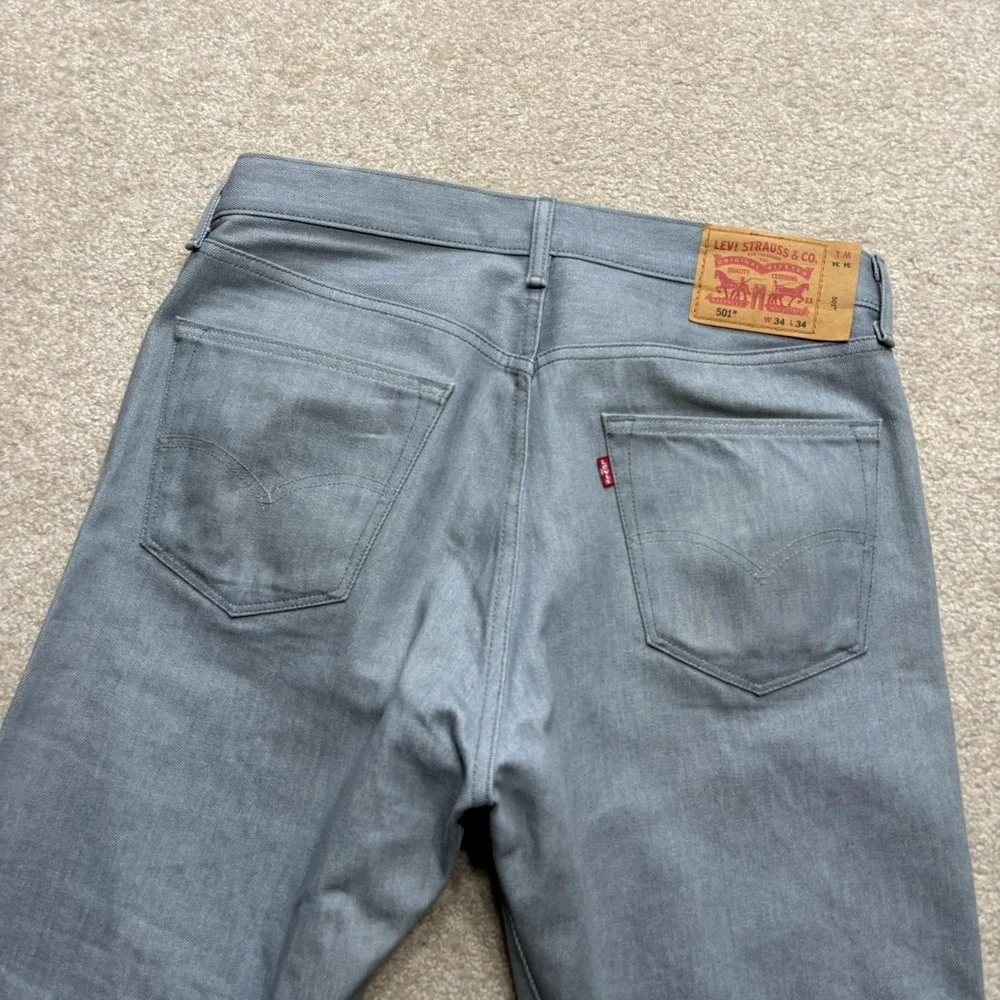 Vtg Levis‎ 501 Jeans Mens 34x34 Gray Regular Fit Straight Leg Denim Pants Casual